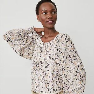 Ann Taylor Floral Top - Purple, Brown, White & a touch of gold. Never worn!